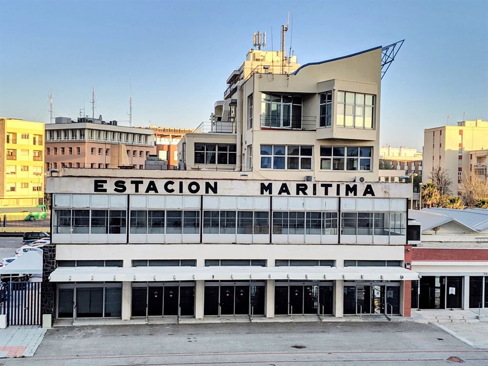 Historic maritime station building at a cruise port